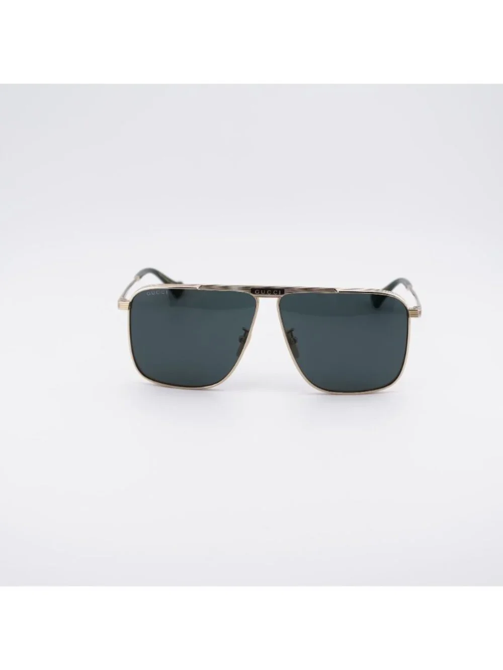 Gucci GG0840S 002 Sunglasses Gold Aviator Frame, Green Lenses